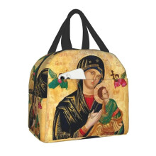 (22x20x13cm, 6) Guadalupe Virgin Mary Thermal Insulated Lunch Bag Catholic Resuable Lunch Tote For Kids School Children Multifunction Food Box