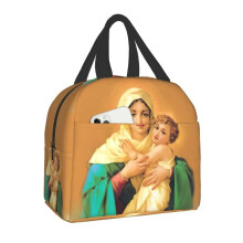(22x20x13cm, 7) Guadalupe Virgin Mary Thermal Insulated Lunch Bag Catholic Resuable Lunch Tote For Kids School Children Multifunction Food Box