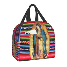 (22x20x13cm, 2) Guadalupe Virgin Mary Thermal Insulated Lunch Bag Catholic Resuable Lunch Tote For Kids School Children Multifunction Food Box