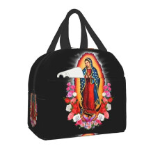 (22x20x13cm, 16) Guadalupe Virgin Mary Thermal Insulated Lunch Bag Catholic Resuable Lunch Tote For Kids School Children Multifunction Food Box