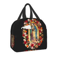 (22x20x13cm, 3) Guadalupe Virgin Mary Thermal Insulated Lunch Bag Catholic Resuable Lunch Tote For Kids School Children Multifunction Food Box