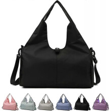 (Black) Yoga Gym Bag For Women, Gym Duffel Bag With Yoga Mat Holder & Shoe Compartment, Weekender Travel Tote Bag With Wet Dry Pockets (black)