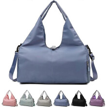 (Blue) Yoga Gym Bag For Women, Gym Duffel Bag With Yoga Mat Holder & Shoe Compartment, Weekender Travel Tote Bag With Wet Dry Pockets (black)
