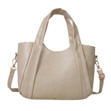 (Beige) 2023 Leather Tote Bag Solid Color Fashion Handbag Large Capacity Versatile Bucket Bag Shoulder Bag for Women Girl PU Bag Pink