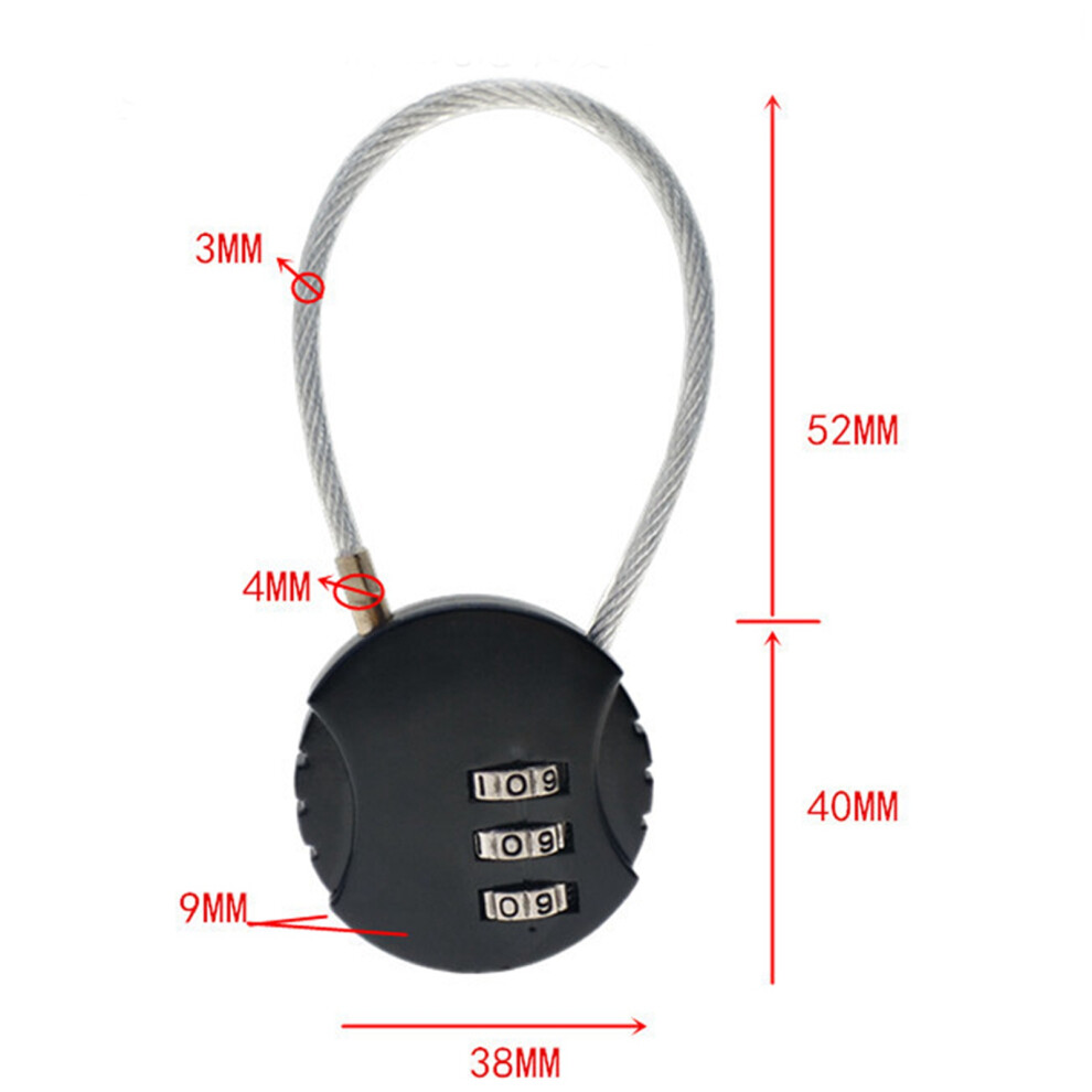 3-Digit Zinc Alloy Combination Lock For Travel Luggage, Black 8461357476795