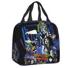 (22x20x13cm, 9) Tim Burton Beetlejuice Horror Film Lunch Box Women Cooler Thermal Food Insulated Lunch Bag Kids School Children Picnic Tote Bags