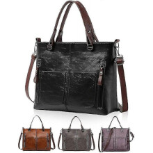 (Black) Ladies Vintage Leather Shoulder Bag, Large Capacity Waterproof Tote Bags, Women Crossbody Bag Multi-pocket Shoulder