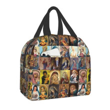 (22x20x13cm, 11) Guadalupe Virgin Mary Thermal Insulated Lunch Bag Catholic Resuable Lunch Tote For Kids School Children Multifunction Food Box