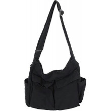 (Brown) Canvas Messenger Bag Large Hobo Crossbody Bag With Multiple Pockets Casual Shoulder Tote Bag For Women And Men