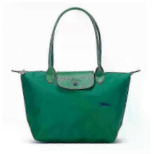 (S, Cactus green) Women's Tote Bag, Single Shoulder Portable, Waterproof Nylon with Leather Decoration, Foldable and Storable