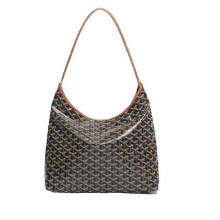 (Black With Brown) Chic Leather Hobo Bag Effortless Style Shoulder Bag Casual Elegance Tote Bag for Every Occasion_Active