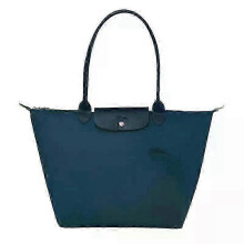 (L, Ocean blue) Women's Tote Bag, Single Shoulder Portable, Waterproof Nylon with Leather Decoration, Foldable and Storable