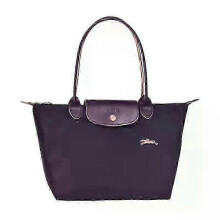 (M, Blueberry purple) One Shoulder Dumpling Tote Bag with Zipper Closure Water-Resistant Nylon Foldable with Inner Pocket