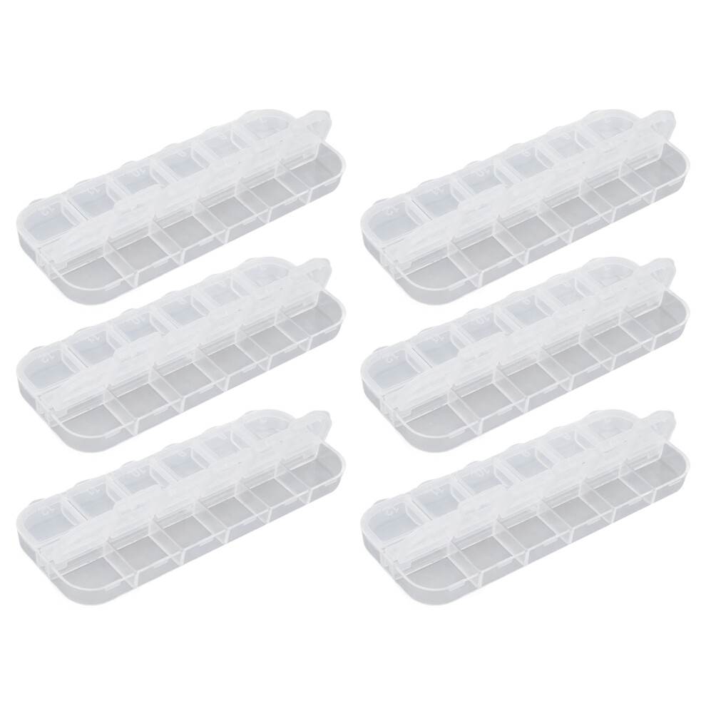 10Pcs Transparent Plastic Jewelry & Nail Tips Storage Box 12 Grids