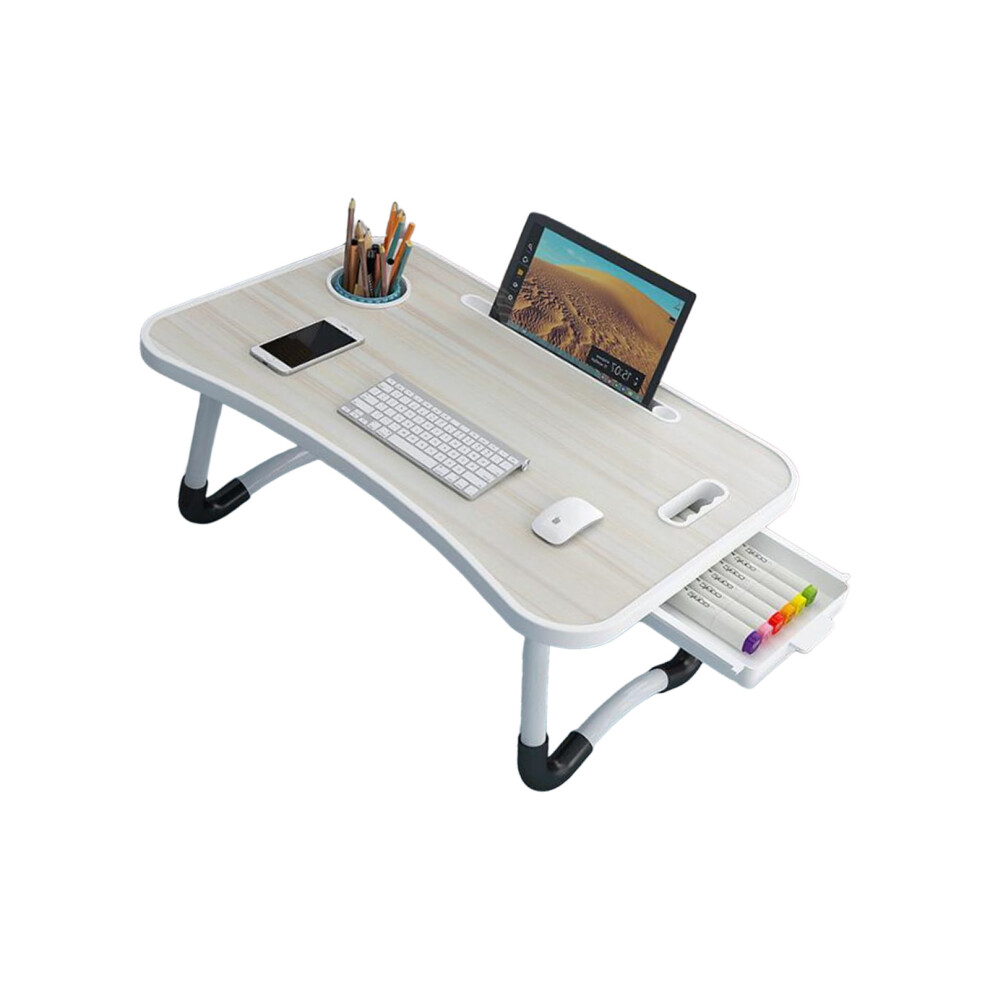Ergonomic Folding Laptop Desk Adjust Height Study Table- White 7754000257386