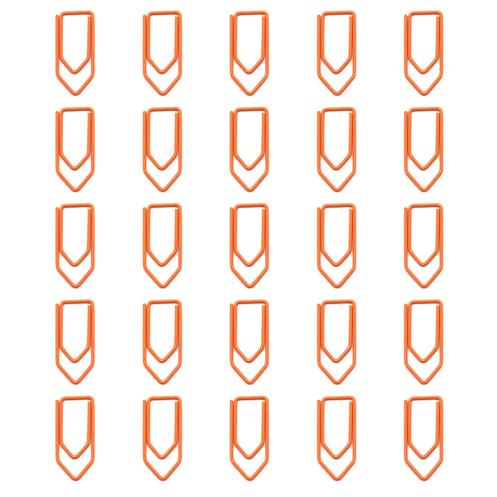 25Pcs Crayon Shaped Metal Paper Clips Colorful Office-Orange 7754000258680