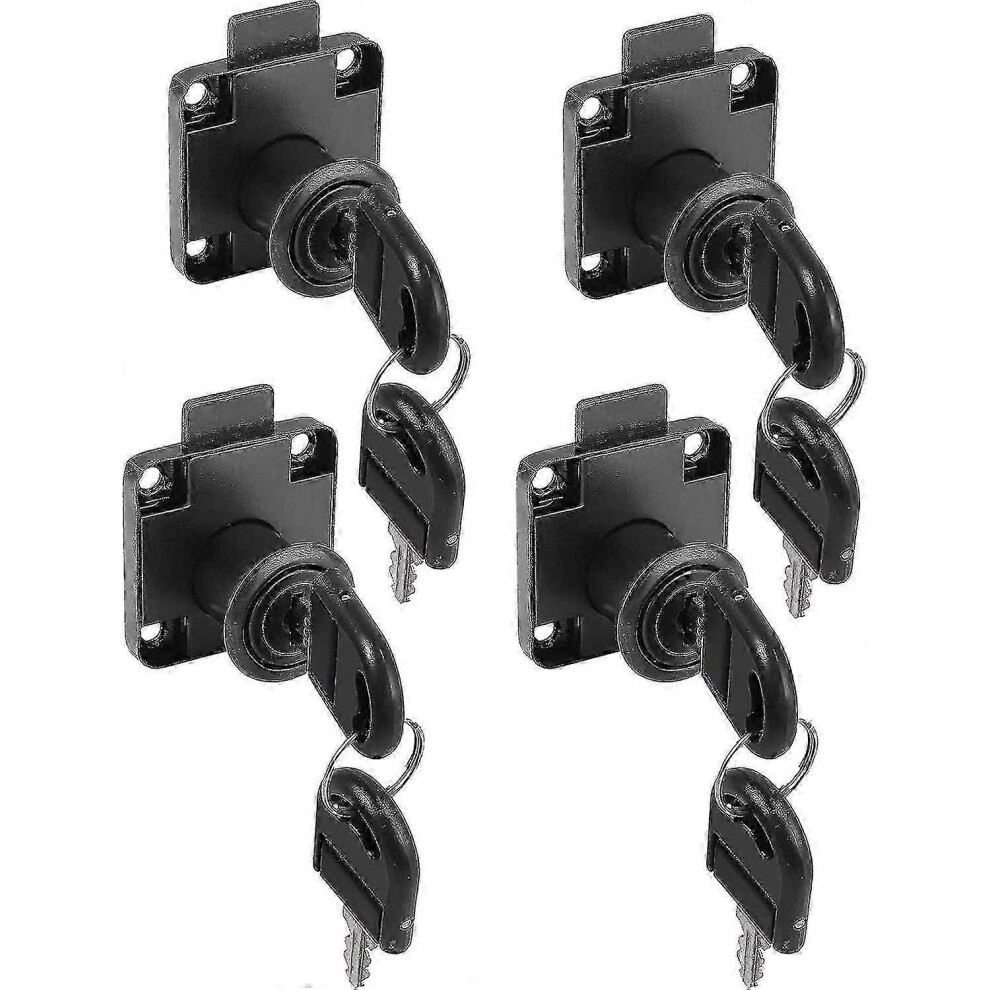 Kikidex (As Show, One Size) Furniture Lock,4Pcs 22Mm Cam Locks With Different Key,Cupboard Latch Cabinet Lock Mailbox Lock For Furniture,Black_a