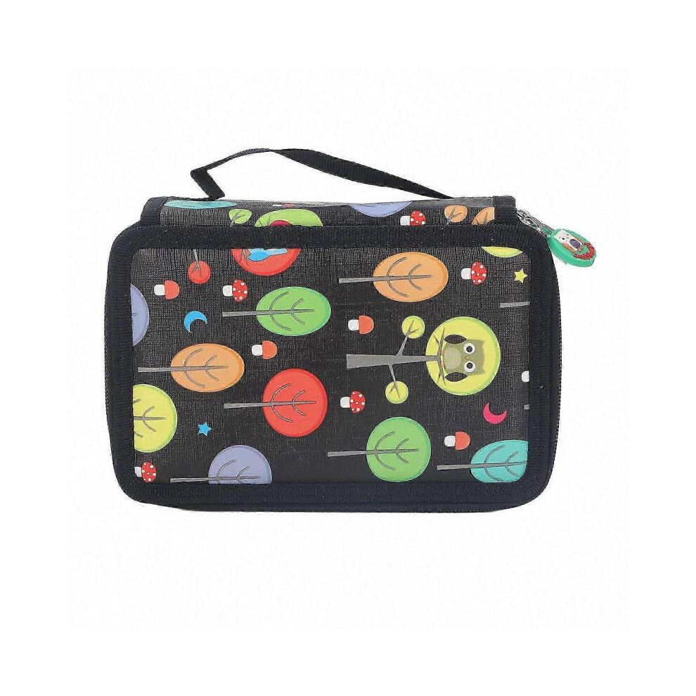 Colorful Zipper Pencil Case - Large Capacity Foldable Cartoon Pencil Holder With 4 Layers & 72 Holes For Colored Pencils-image