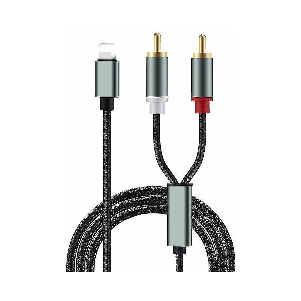 Kikidex (As Show, One Size) Apple To 2Rca Lotus Cable Audio Cable Speaker Audio Amplifier Iphone Mobile Phone Link Audio Cable Better
