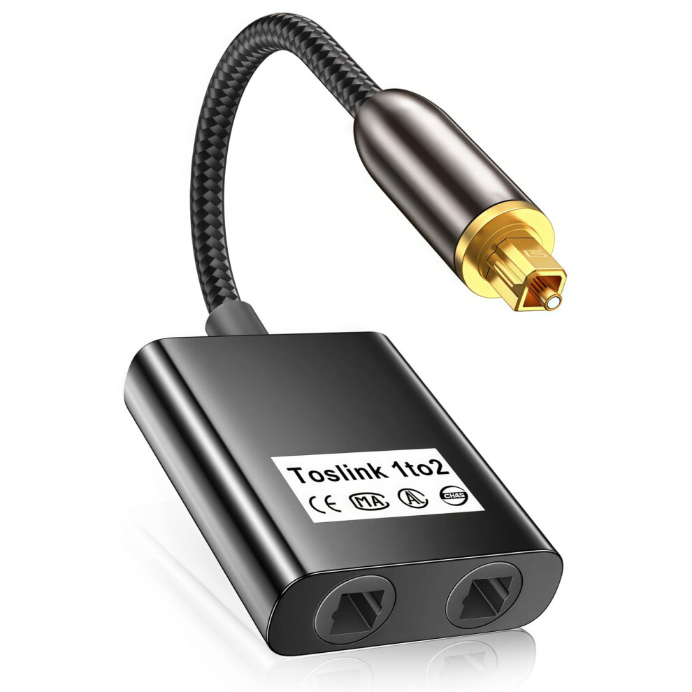 Optical Cable Splitter 1X2 Toslink Dual Port Optical Audio Cable For Soundbar Tv Cd Dvd Amplifier Black 9354506657987