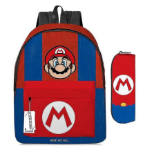 (A) Kids Boys Girls Super Mario Bros Print Backpack Rucksack Large Capacity School Bags Pencil Case-L