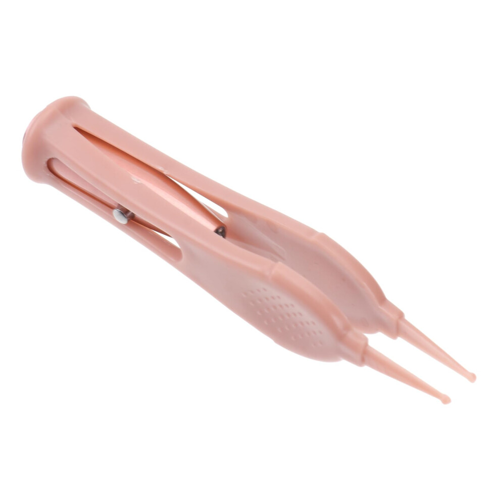 Nose Cleaning Tweezer With Led Skid Handle Stainless Steel Silicone Hygiene Tool For Nose Ear Eye Care Light/Pink