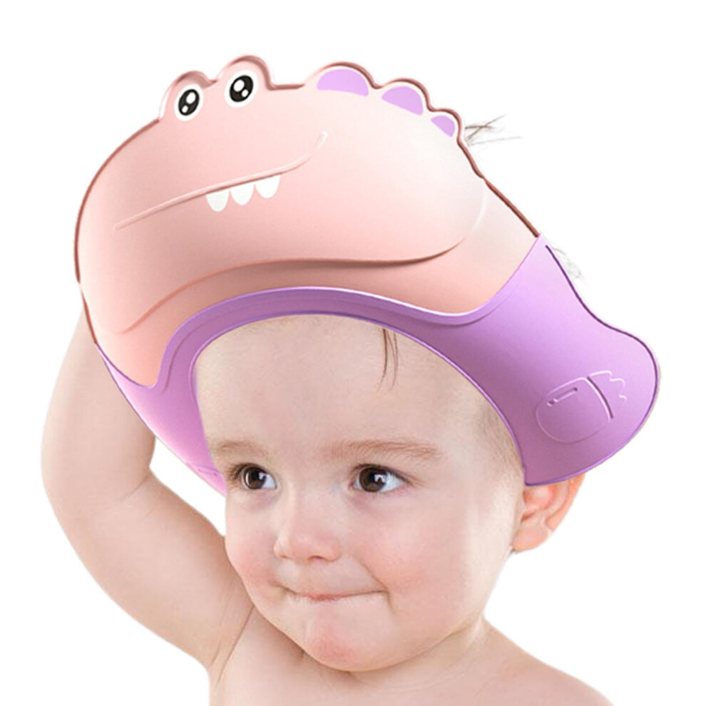 Baby Shower Cap Soft Adjustable Bathing Visor For Kids 0-9 Years Eye And Ear Protection From Shampoo Cartoon Shield Pink