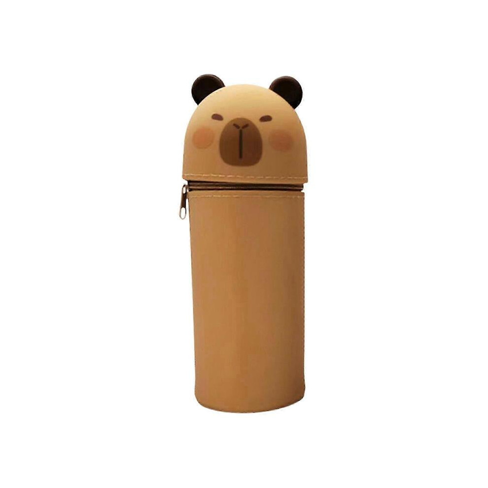 (Capybara) Retractable Silicone Pencil Case, Multi-Color Optional Standing Design, Soft Storage For Office Stationery-image