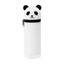 (panda) Retractable Silicone Pencil Case, Multi-color Optional Standing Design, Soft Storage for Office Stationery