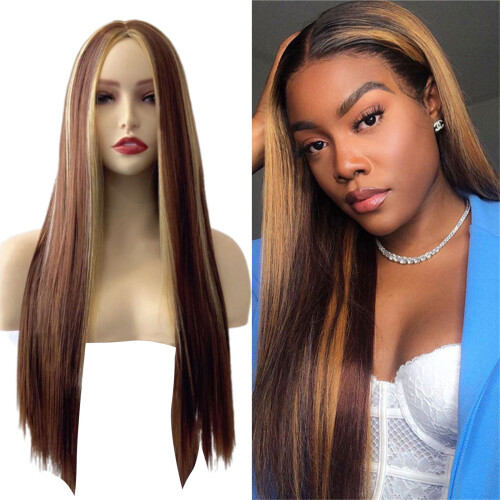 Perruques dégradées d'apparence naturelle, postiche lisse en 1