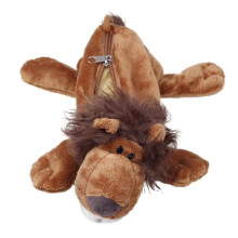 (Length 27cm, Dark Brown Lion) Plush Animal Pencil Case & Cosmetic Pouch, Multi-Use Stationery Organizer for Kids, Office, School Supplies