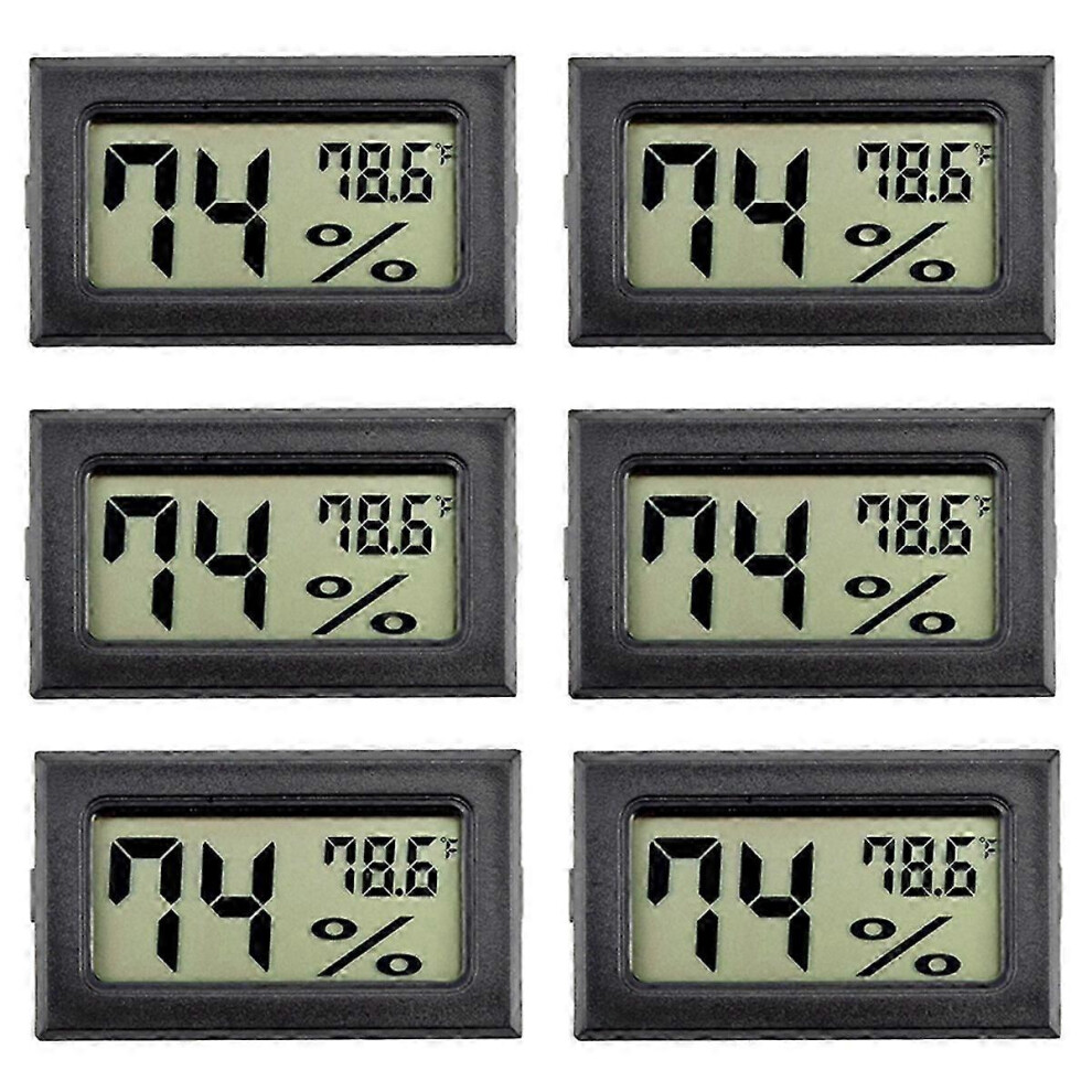 Kikidex (As Show, One Size) 6Pack Mini Hygrometer Indoor Humidity Meter Hygrometer Digital Thermometers Humidity With () For Gr
