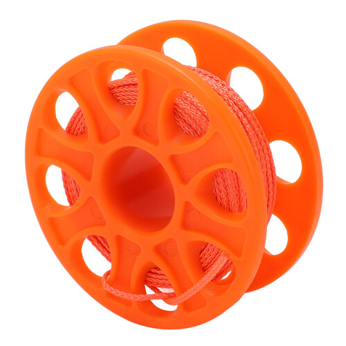 30M Fluorescent Orange Dive Reel with Double Bolt Snap, 7.7x7.7cm