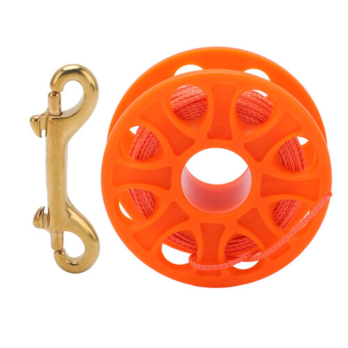 30M Fluorescent Orange Dive Reel with Double Bolt Snap, 7.7x7.7cm 1