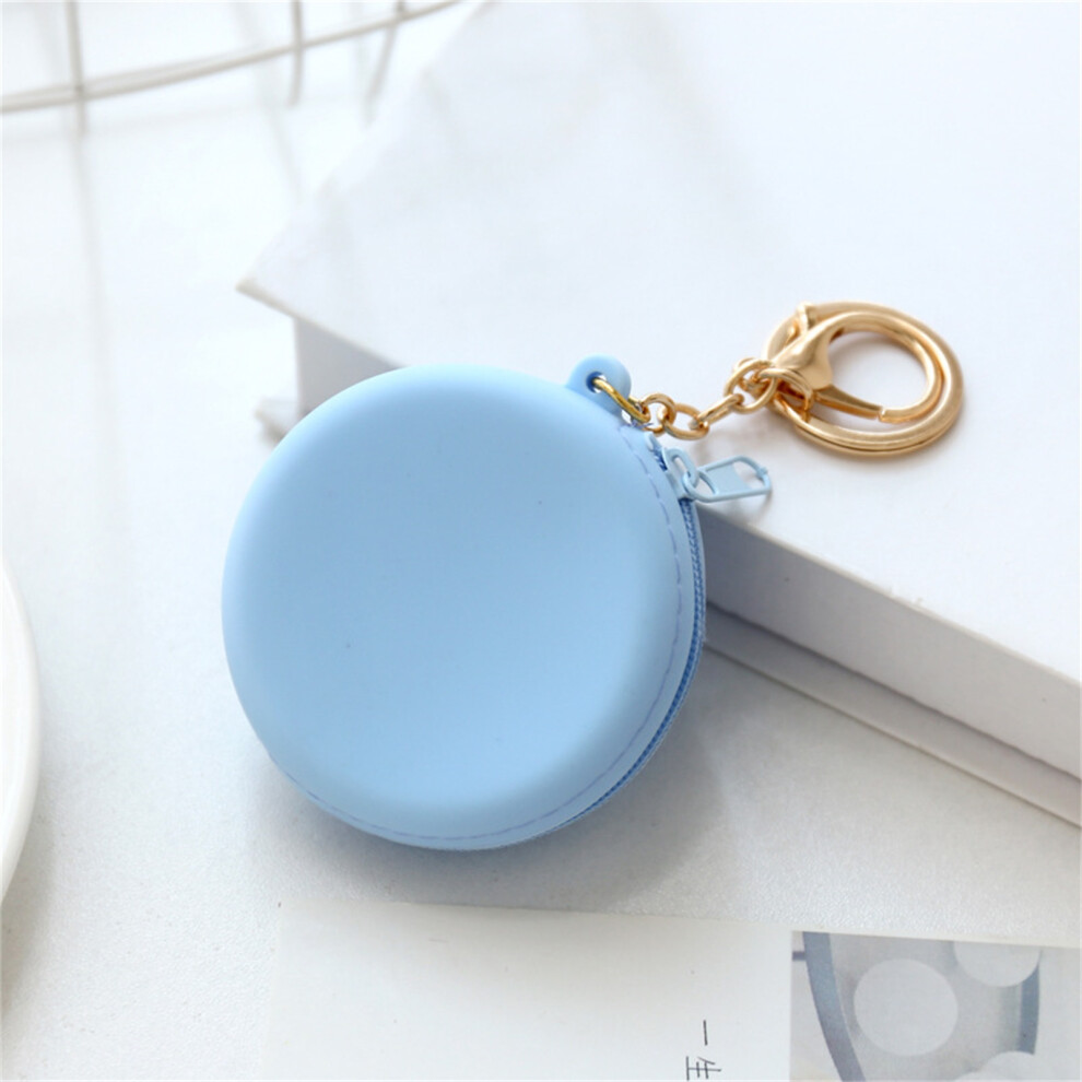 Cute Blue Silicone Coin Purse with Zipper Closure, Compact Wallet for Keys & Lipstick-image-OPC-PMPG87V-NEW