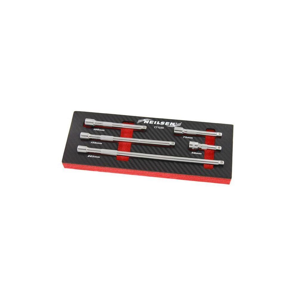 Extension Bar Set 1/4in Drive 5pc Knurled Chrome Vanadium - Image 5