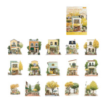 Miniature Scene PET Sticker Townscape Scenery Sticker For-5