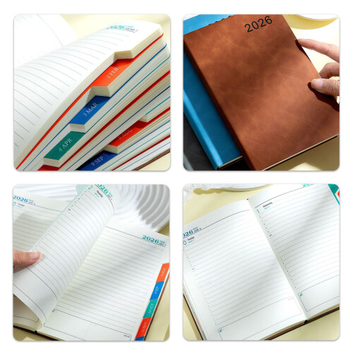 2026 Daily Planner Softcover Leather Academic Planner with-Blue 2