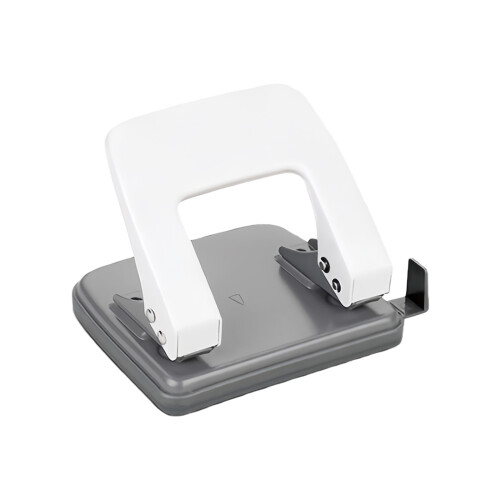 Manual 6mm 2 Hole Puncher, 20 Sheets Capacity Handheld-White