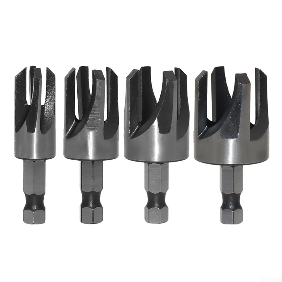 Hex Shank Wood Cutter Drill Bit Set Straight Tapered Tenon Bits 6.35Mm Shank 4 Sizes Cork Claw Wood Plug Cutter 9105992880003