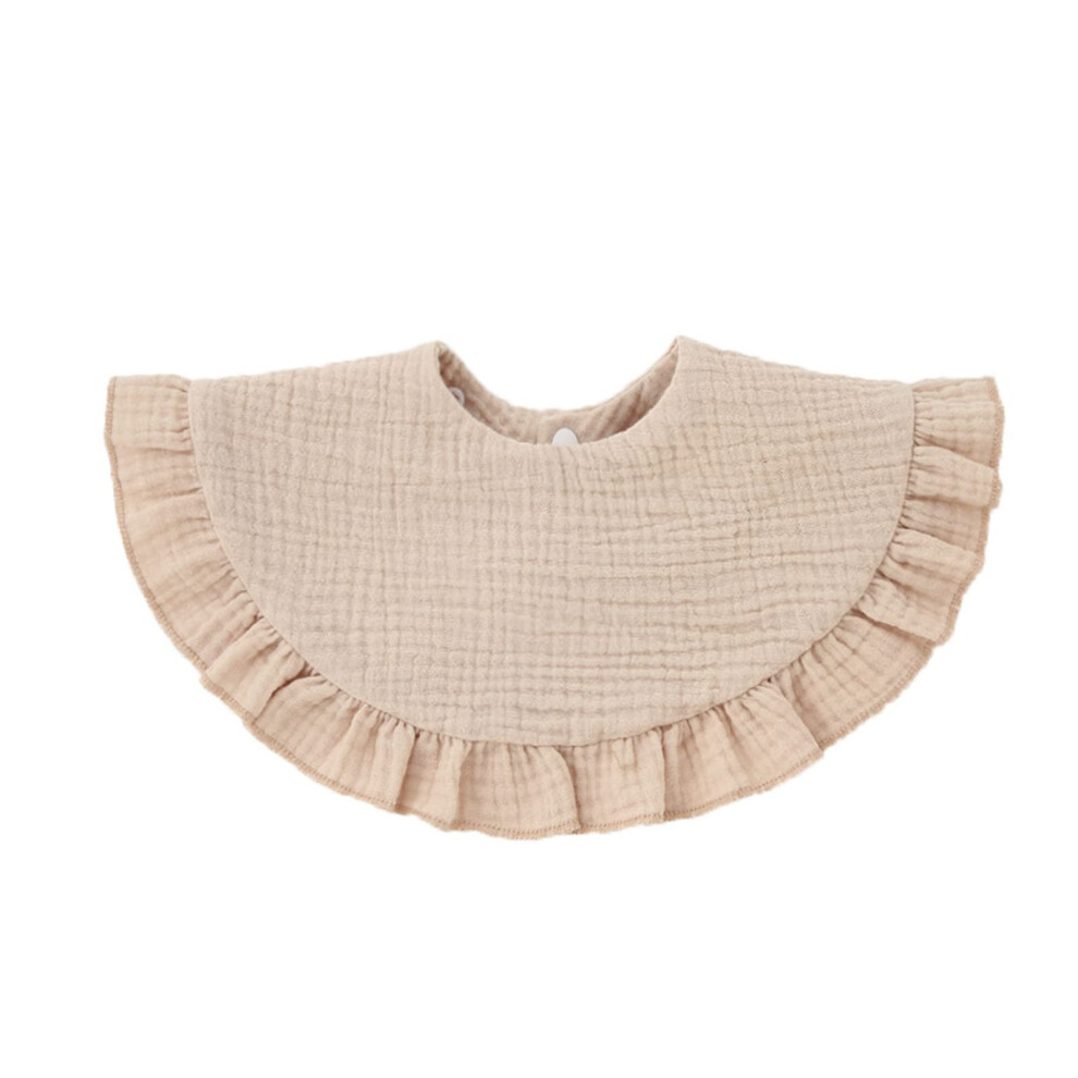 Baby Bib Breathable Cotton Drooling Bib Burp Cloth 2-Stage Snap Button Teething Feeding Bandana Unisex Newborn Khaki