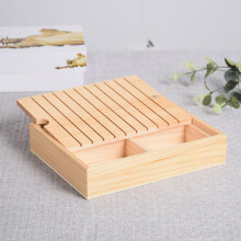 Wooden Sewing Box Beige 24.9 X 19.9 X 4.9 cm Expandable Design With Multiple Compartments Decorative Pattern
