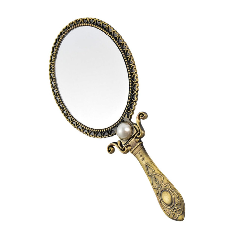 Mirror With Handle Oval Hand Mirror Zinc Alloy Vintage Makeup Vanity Table Mirror Compact Mirror