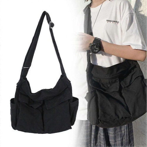 Canvas Messenger Bag, Large Capacity Crossbody Bag with Multiple Pockets 1