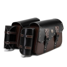 PU Leather Motorcycle Saddle Bags Side Tool Bag Vintage Design Ample Storage Bicycle Compatible