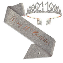 (As show, One size) Birthday Sash And Tiara Rose Gold Birthday Sash Crown 40 & Fabulous Shoulder Strap And Tiara For Women