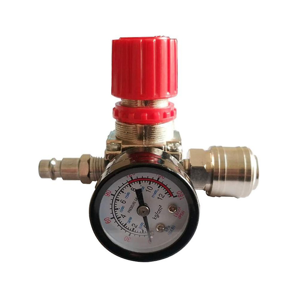 Kikidex (As Show, One Size) Air Compressor Pressure Regulator Pneumatic Regulator,Pressure Regulating Valve With Connection 180Psi 12Bar(Three Way Valve)