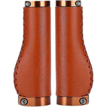 (As show, One size) Bicycle grip Leather ergonomic non-slip handlebar for 22.2 mm MTB bike Mountain, Brown