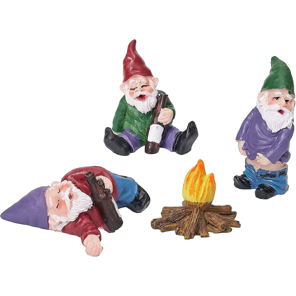 Kikidex (As Show, One Size) 4Pcs Fairy Garden Accessories Decorations Collectible Figurines Miniature Gardening Gnomes Figurines Ornaments Gnome Ki