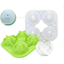 Silicone Sphere Ice Ball Maker - Large 4-Cavity Mould for Whisky Cocktails & Drinks
